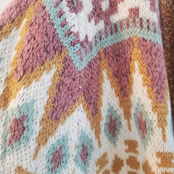 Geometric Patterned Open Front Sweater - Picture 3 of 6